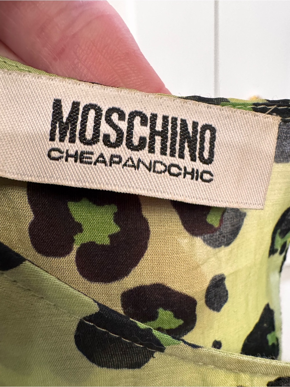 Moschino Y2K Vintage Green Sleeveless Leopard Print, Midi Dress, Silk, Ruched 10 - Picture 2 of 9